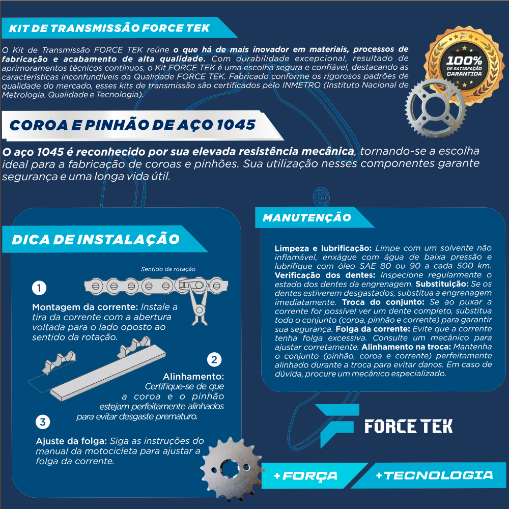 Kit Transmissão Motocicleta Honda CG Titan 160 - Aço 1045 - Imagem 7