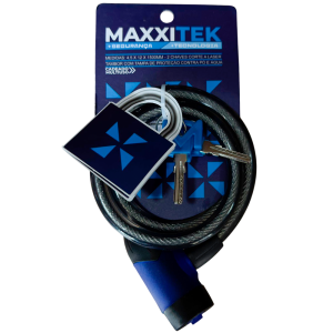 Cadeado Cabo Aço Moto Bicicleta Portão Capacete 12x1500mm - Maxxitek